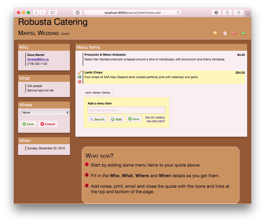 Catrr: a catering event manager